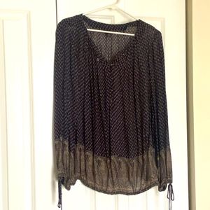 Navy & Taupe Boho Top